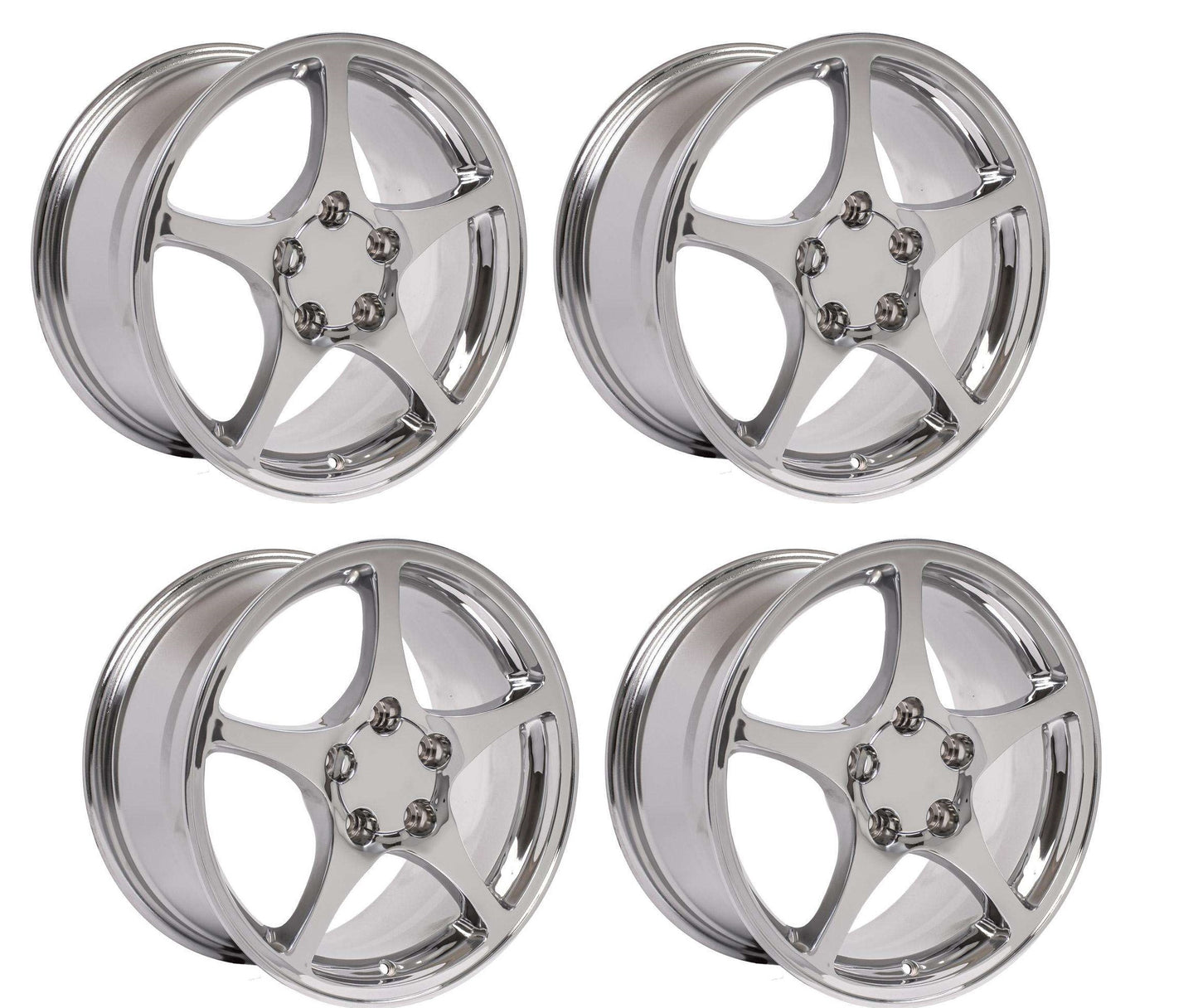 C5 Corvette Five-Spoke Replica Wheels - Chrome (Set)