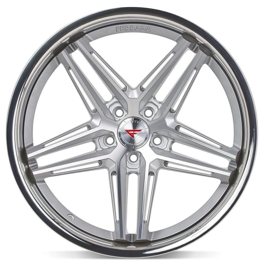 C6-C7 Corvette Wheels: Ferrada CM1 - Machine Silver w/ Chrome Lip (face)