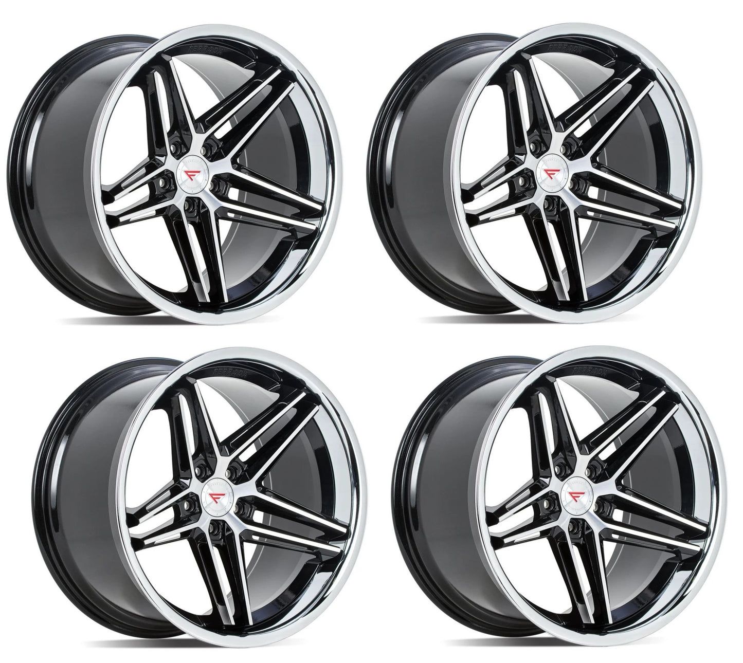 C6-C7 Corvette Wheels: Ferrada CM1 - Machine Face w/ Chrome Lip (Set)