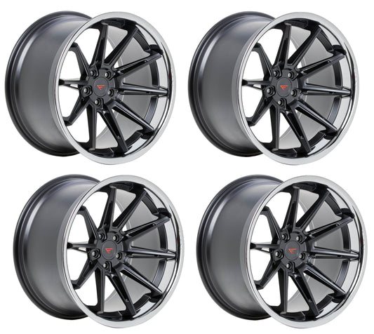 C6-C7 Corvette Wheels: Ferrada CM2 - Matte Black w/ Chrome Lip (Set)