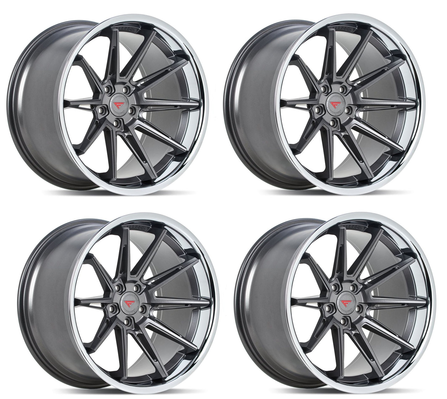 C6-C7 Corvette Wheels: Ferrada CM2 - Matte Graphite w/ Chrome Lip (Set)