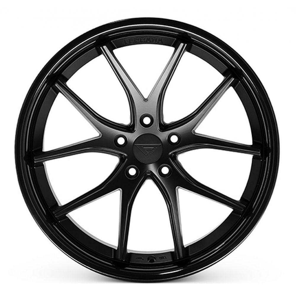 C6-C7 Corvette Wheels: Ferrada FR2 - Matte Black w/ Gloss Lip (front view)