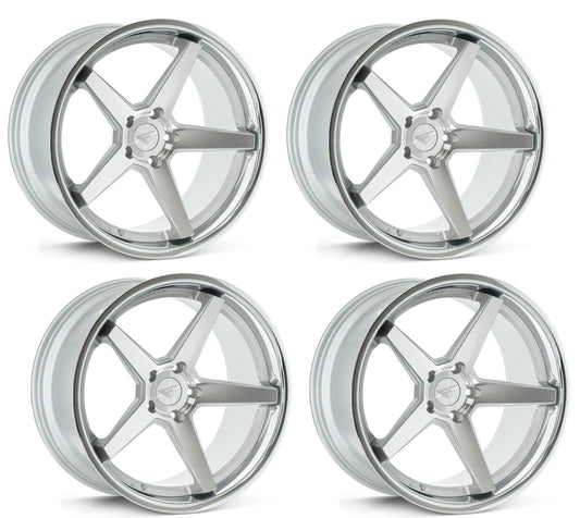 C6-C7 Corvette Wheels: Ferrada FR3 - Machine Silver w/ Chrome Lip (Set)