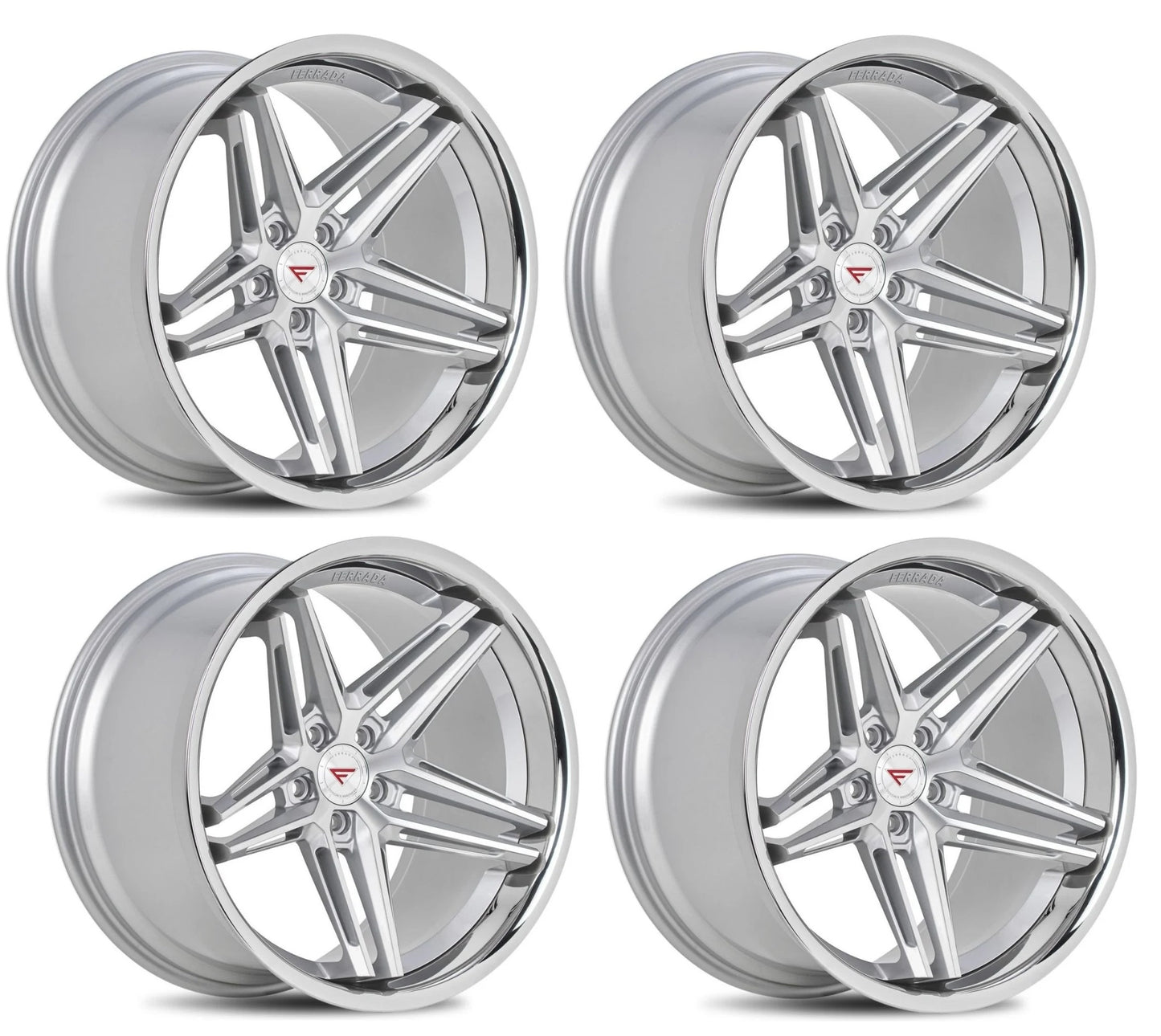 C6-C7 Corvette Wheels: Ferrada CM1 - Machine Silver w/ Chrome Lip (Set)