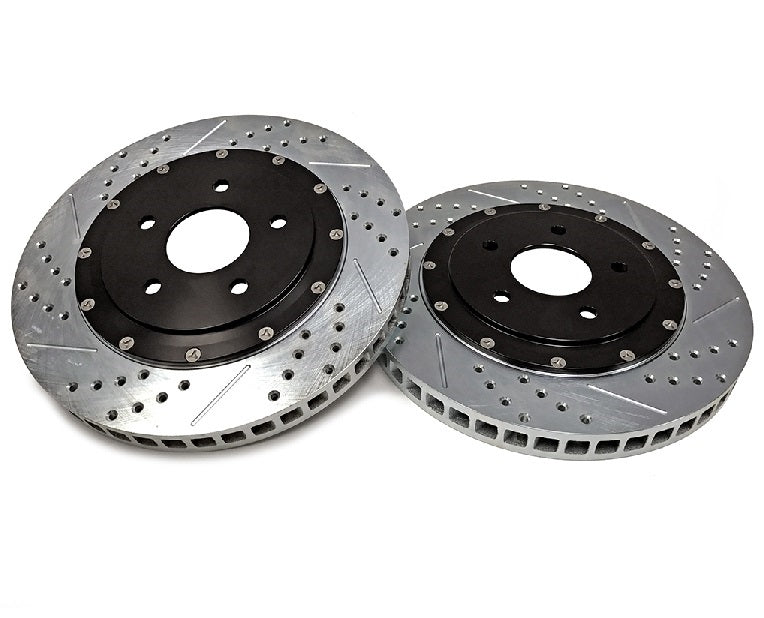 Corvette C6 Drilled/Slotted 2pc Front Brake Rotors: 2006-2013 Z06/GS - Baer EradiSpeed+