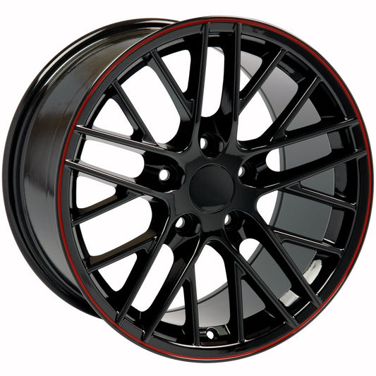 C6 Corvette ZR1 Replica Wheel - Gloss Black Red Line