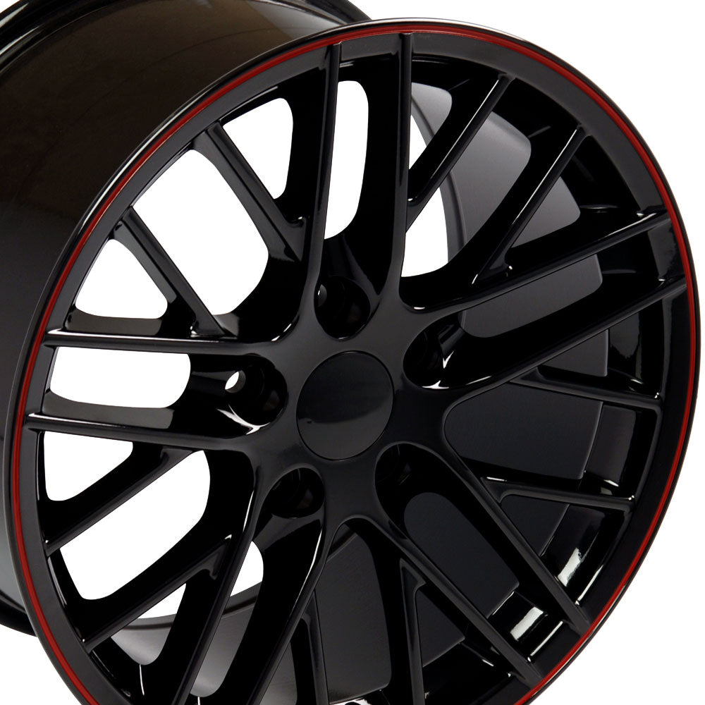 C6 Corvette ZR1 Replica Wheel - Gloss Black Red Line