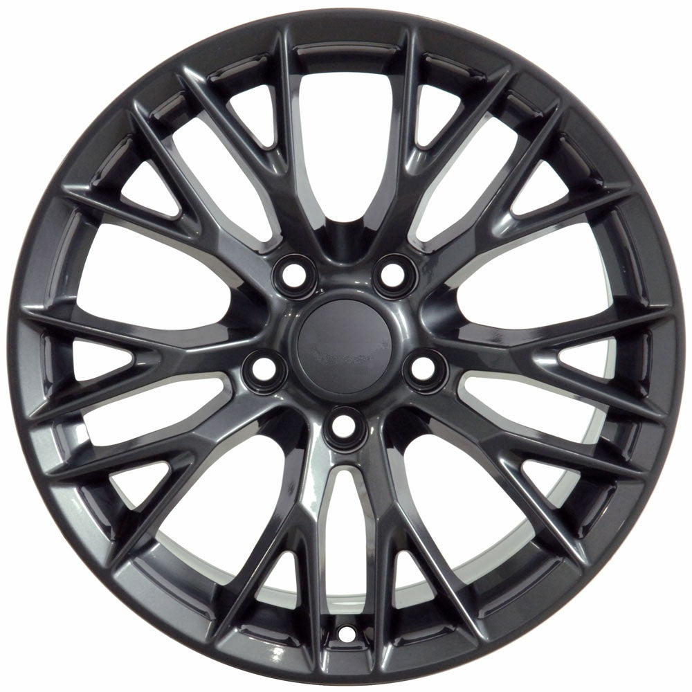 C7 Corvette Z06 Gloss Gunmetal Replica Wheel - front viw