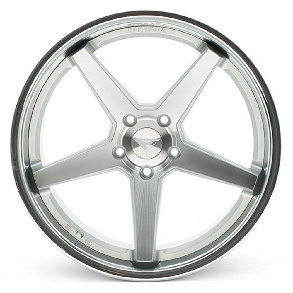 C8 Corvette Wheels: Ferrada FR3 - Machine Silver w/ Chrome Lip (front view)