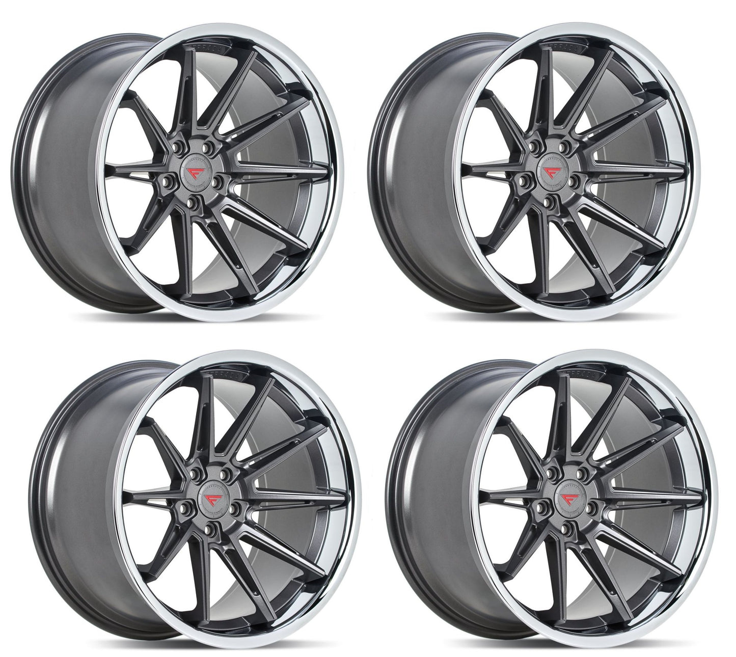 Corvette Wheels: Ferrada CM2 - Matte Graphite w/ Chrome Lip (Set)