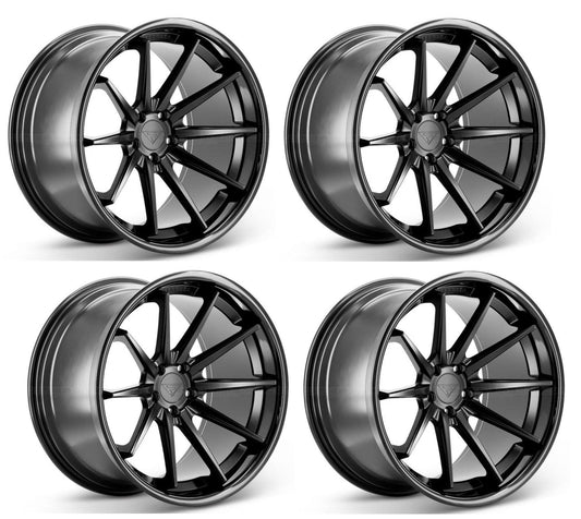 Corvette Wheels: Ferrada FR4 - Matte Black w/ Gloss Lip (Set)