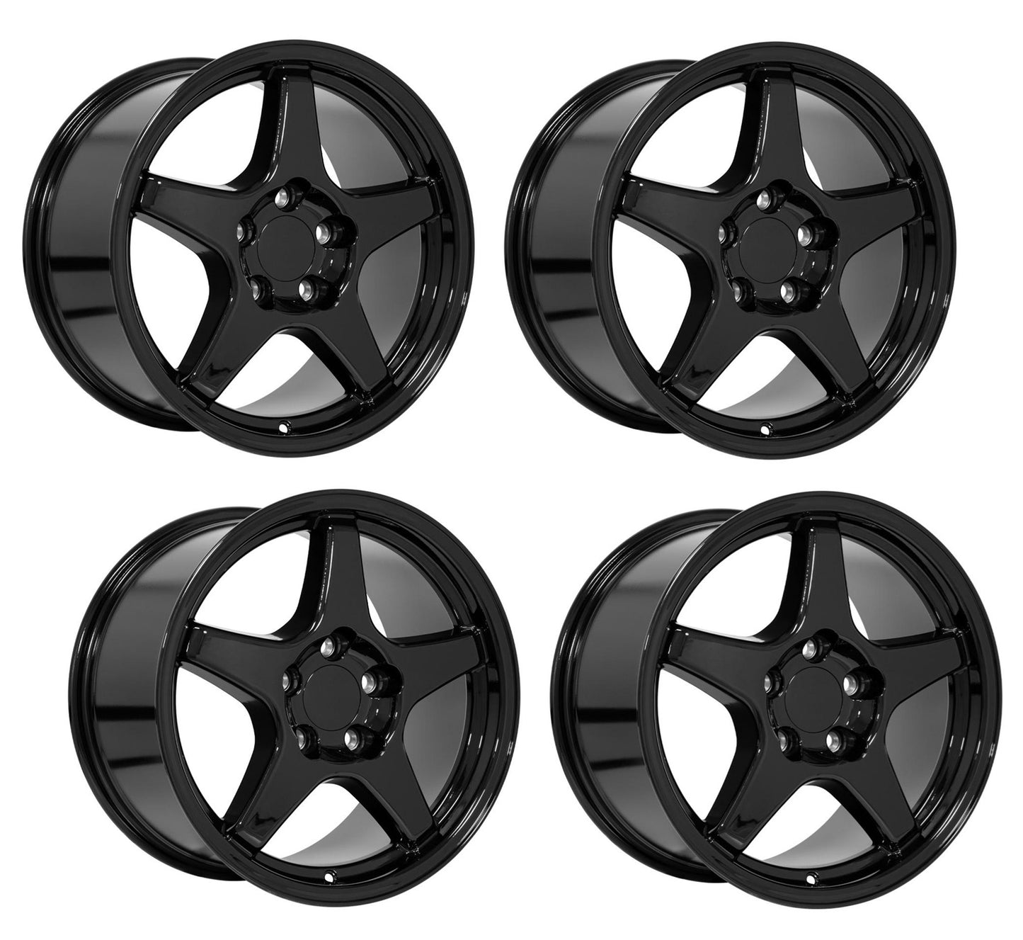 C4 ZR1 Corvette Replica Wheels - Gloss Black Complete Set