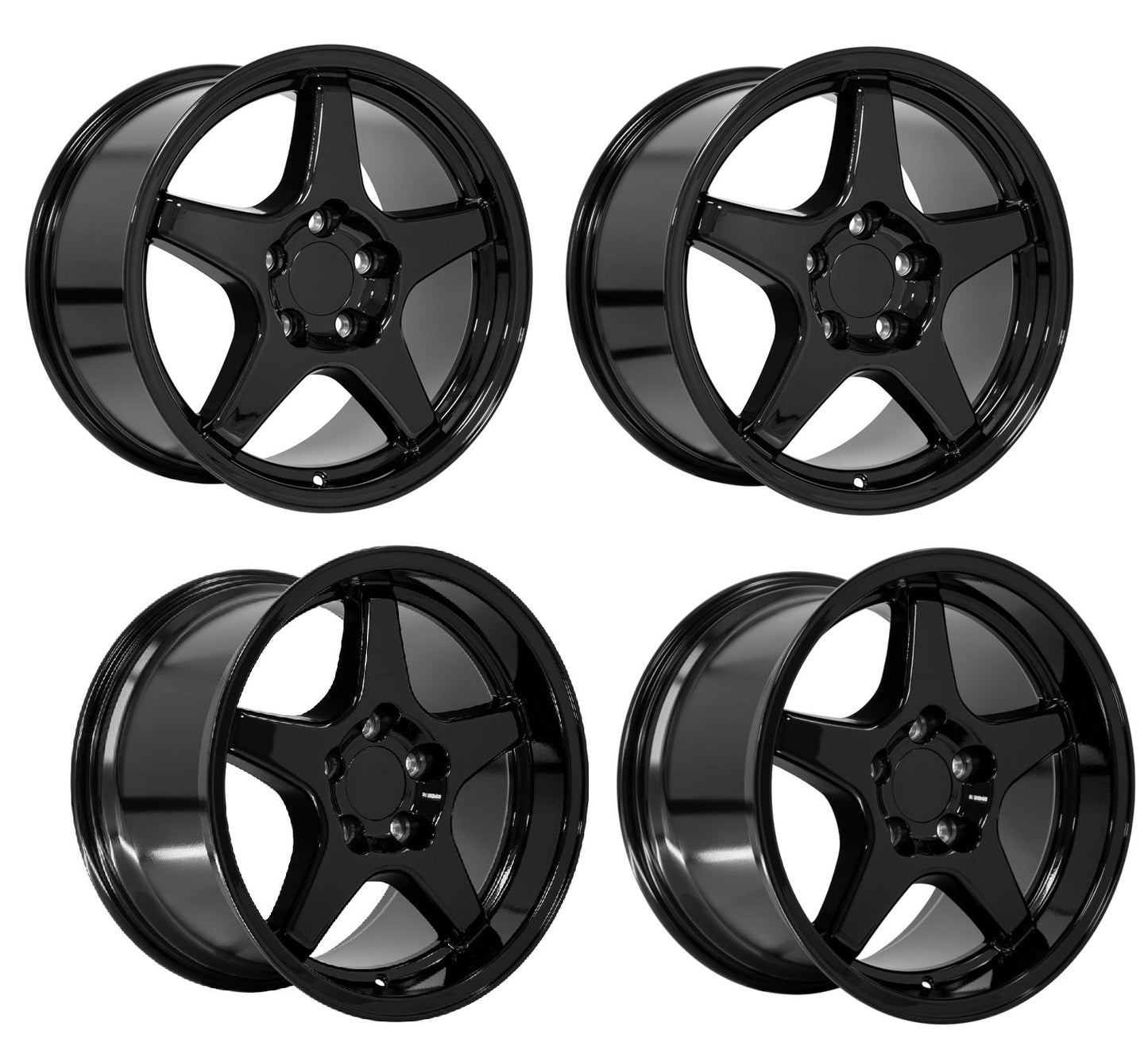 C4 ZR1 Corvette Replica Wheels - Gloss Black Staggered Set