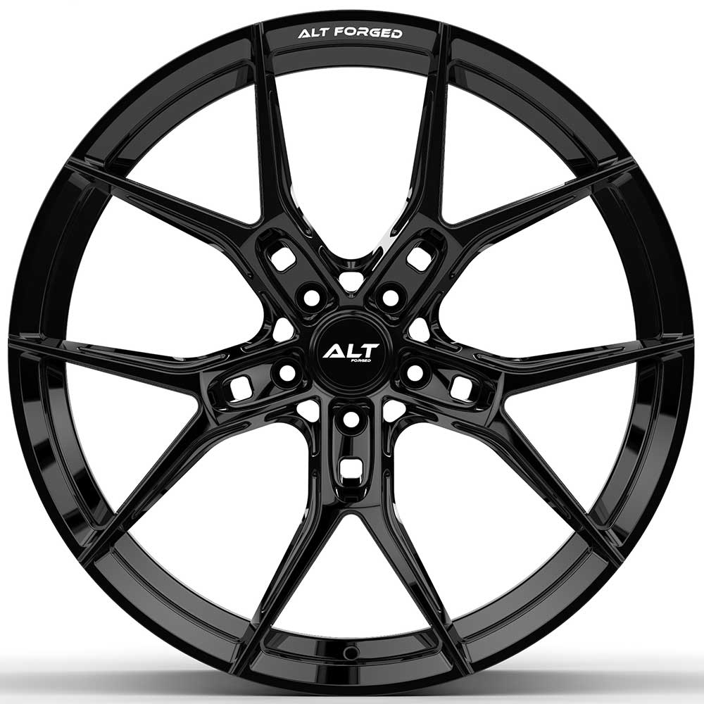C8 Corvette Wheels: ALT Mach Rotary Forged - Gloss Black (front view)