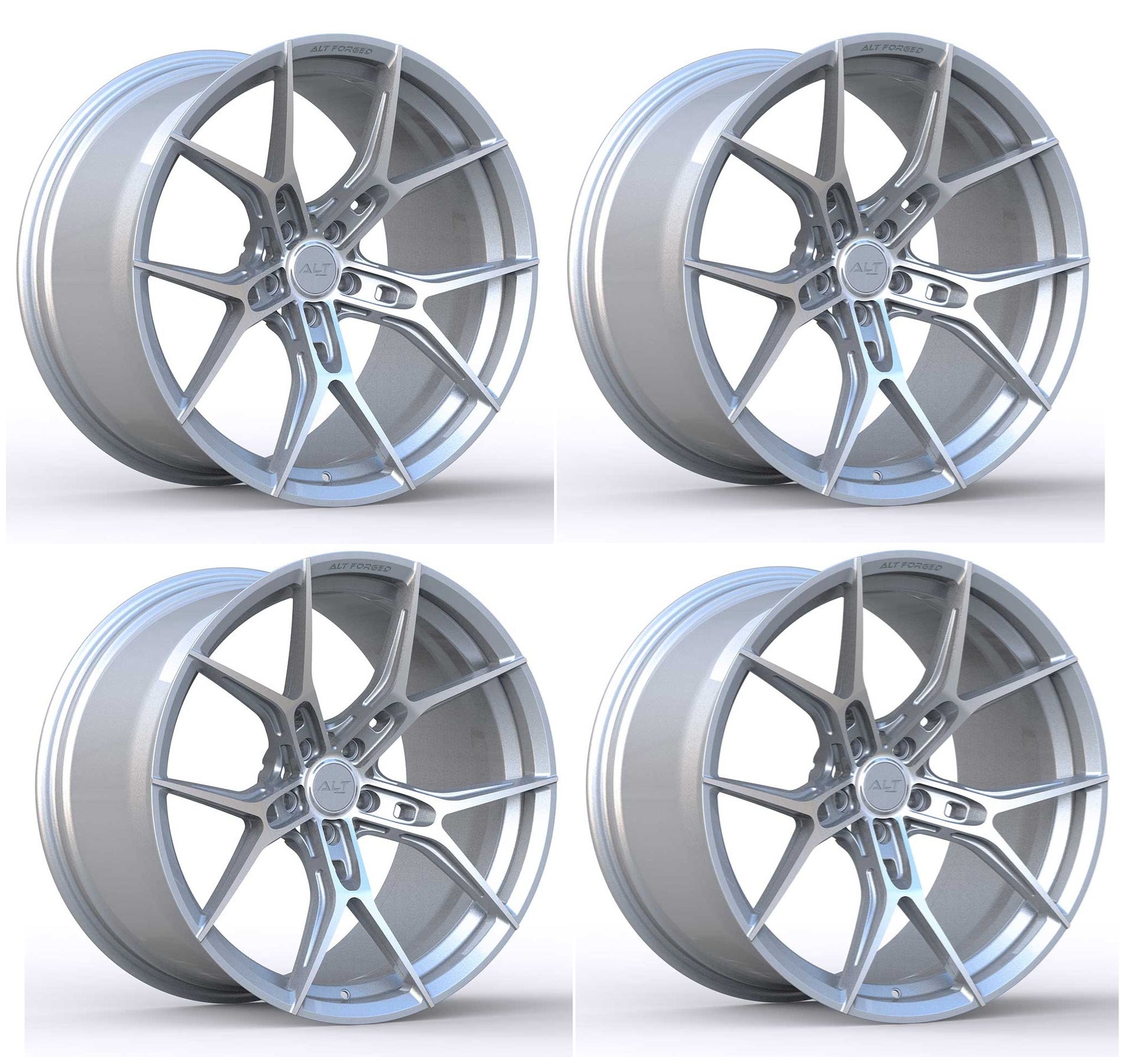 C8 Corvette Wheels: ALT Mach Rotary Forged - Silver w/ Machine Face (Set)