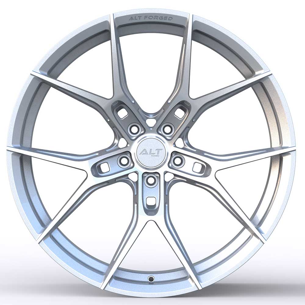 C8 Corvette Wheels: ALT Mach Rotary Forged - Silver w/ Machine Face (front view)