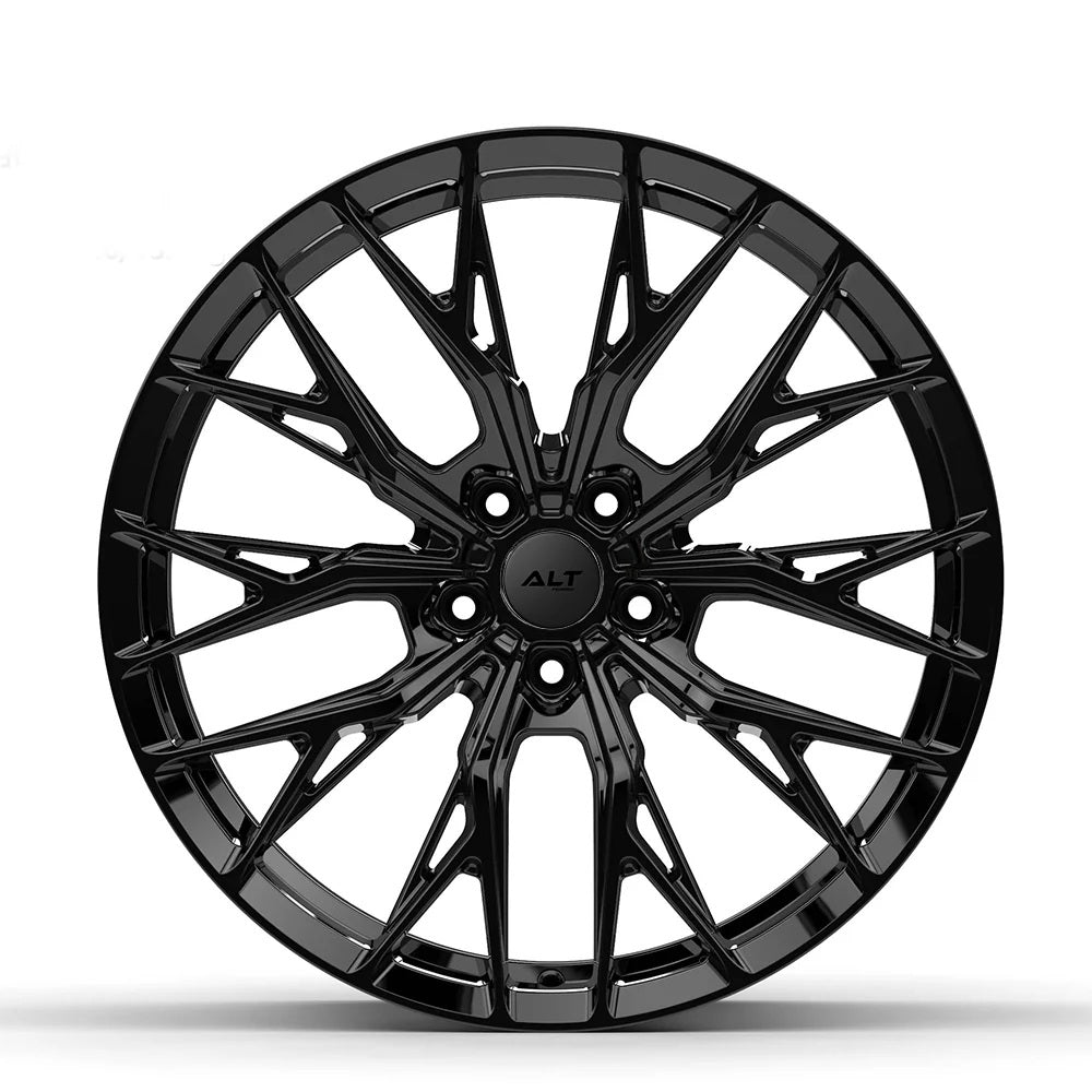 C8 Corvette Wheels: ALT10 FORGED - Gloss Black (front view)