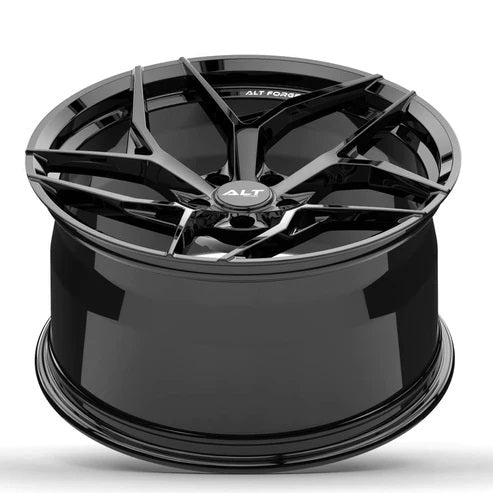 ALT12 Forged Directional Wheel for C6 Corvette - Gloss Black (concave view)