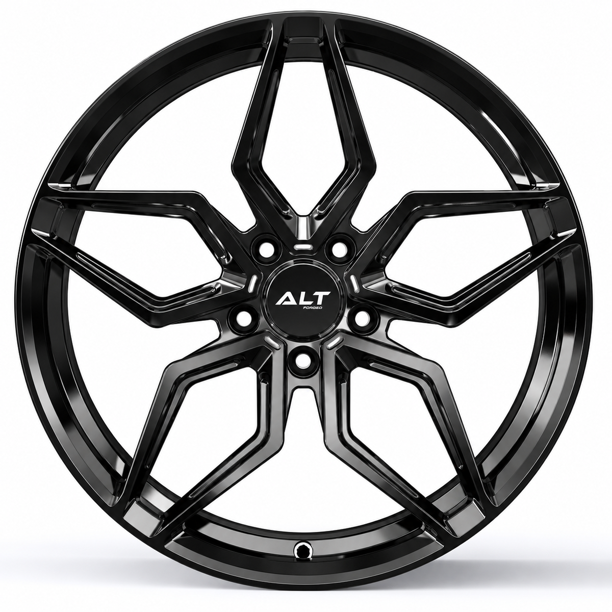 ALT5R Forged Gloss Black Wheel for C6 Corvette (front view)