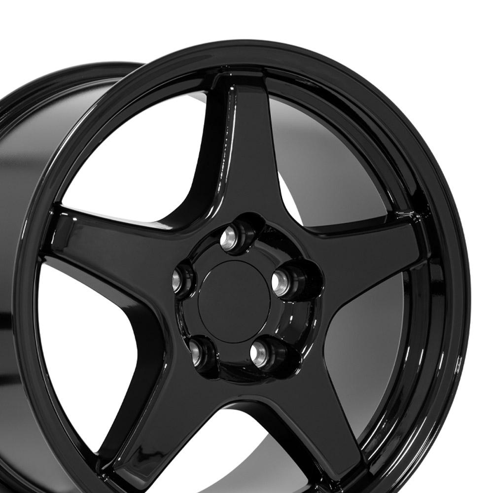 C4 Corvette ZR1 Replica Wheel - Gloss Black Single Wheel (closeup view)
