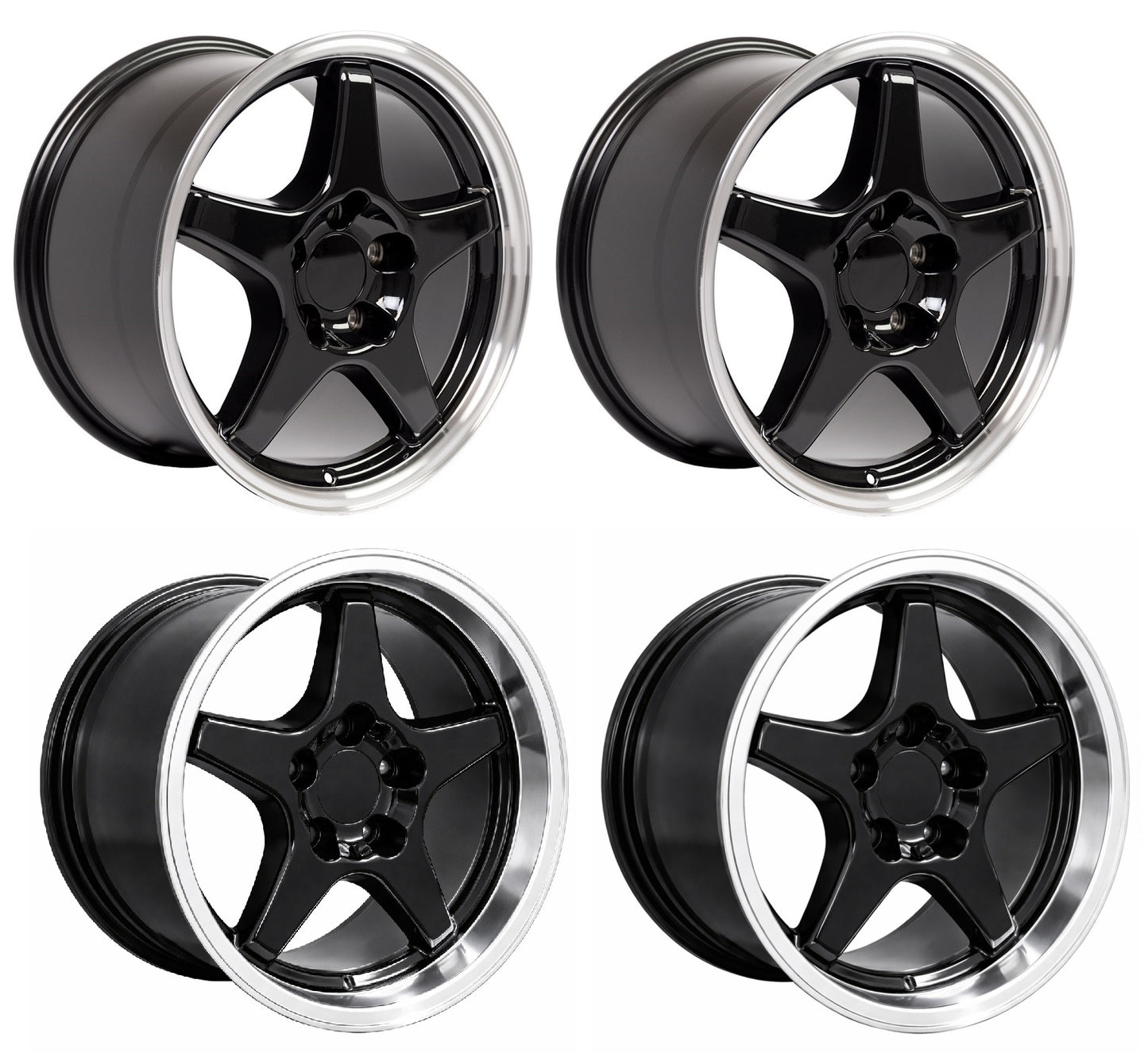 C4 ZR1 Corvette Replica Wheels - Gloss Black Staggered Set of Four