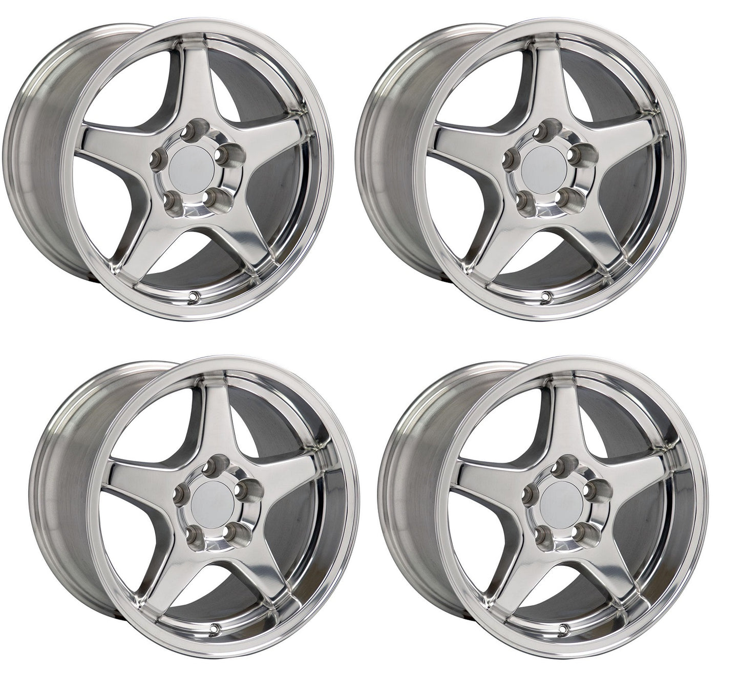 C4 ZR1 Corvette Replica Wheels - Polished Staggered Set