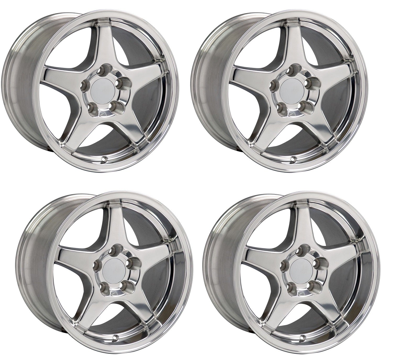 C4 ZR1 Corvette Replica Wheels - Polished Staggered Set