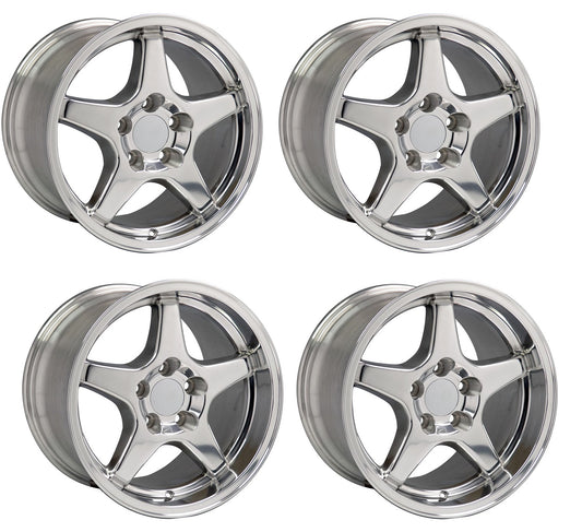C4 ZR1 Corvette Replica Wheels - Polished Staggered Set