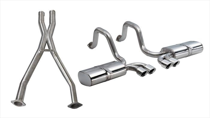 C5 Corvette 2.5 in. Cat-Back Exhaust w/ X-Pipe; Twin 3.5 in. Polished Tips, Sport Sound | 1997-2004 - Corsa Performance