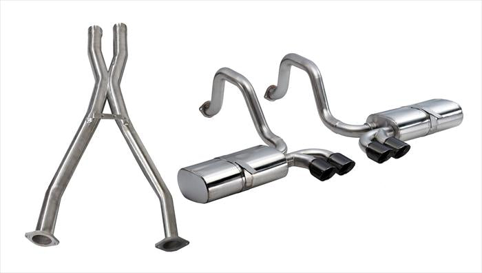 C5 Corvette 2.5 in. Cat-Back Exhaust w/ X-Pipe; Twin 3.5 in. Black Tips, Sport Sound | 1997-2004 - Corsa Performance