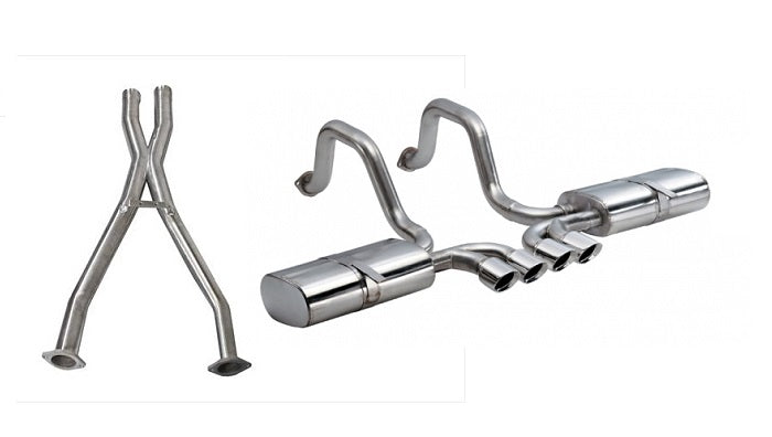 C5 Corvette Exhaust: 2.5 in. Cat-Back SPORT w/ X-Pipe; Twin 3.5 in. Polished "Tigershark" Tips | 1997-2004 - Corsa Performance
