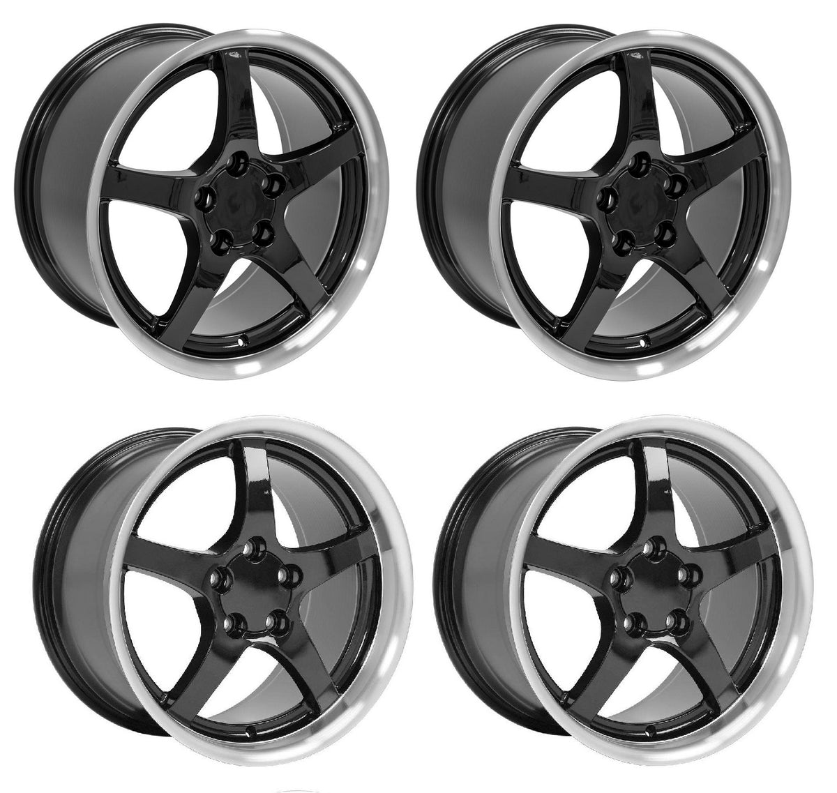 C5 Corvette 5-Spoke Deep Dish Wheel Sets - Gloss Black – Surf City ...