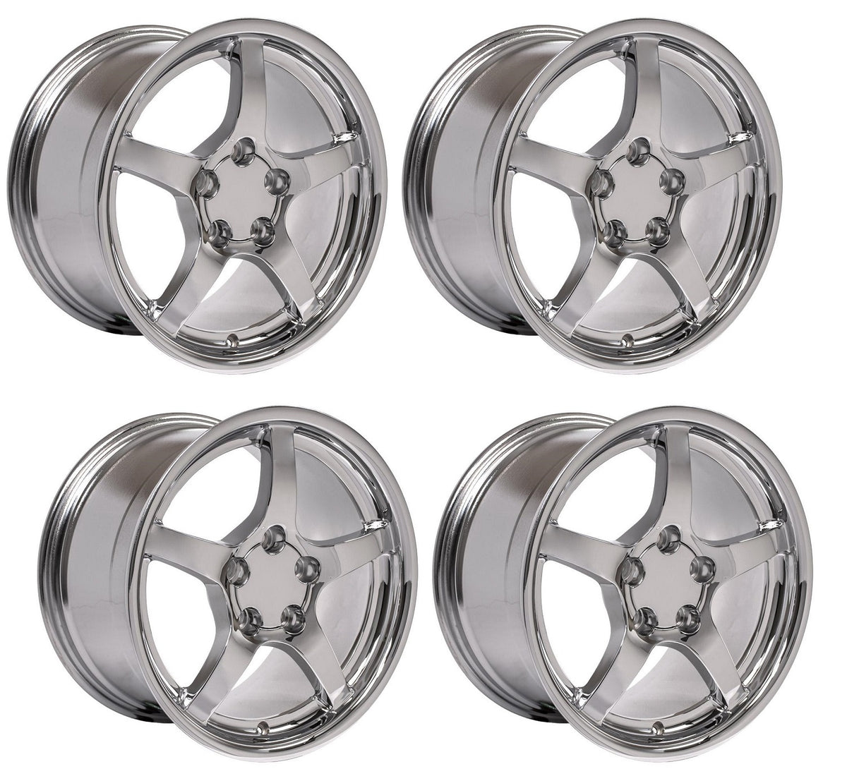 C5 Corvette 5-Spoke Deep Dish Wheel Sets - Chrome – Surf City Corvettes