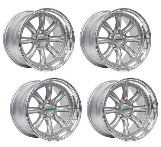 C5 Corvette Wheels: Forgeline MLT3 - Hyper Silver w/ Polished Lip (Set)