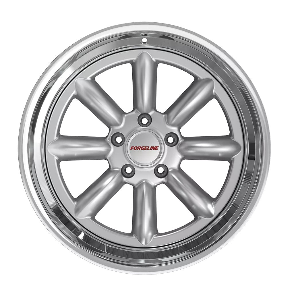 C5 Corvette Wheels: Forgeline MLT3 - Hyper Silver w/ Polished Lip (face)