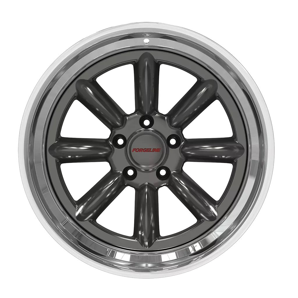 C5 Corvette Wheels: Forgeline MLT3 - Graphite w/ Polished Lip (face)