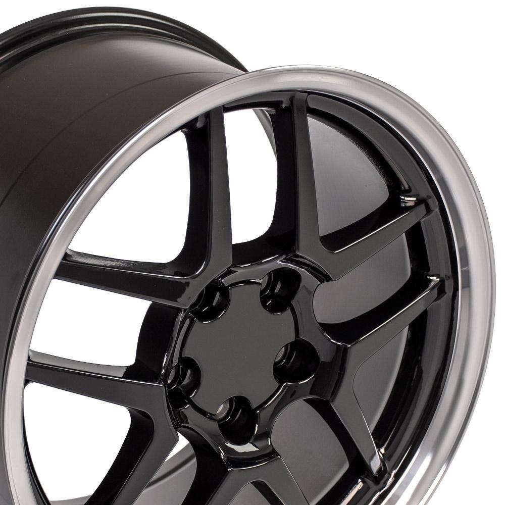 C5 Z06 Corvette Replica Wheels - Gloss Black closeup view