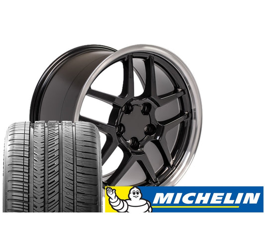 C5 Z06 Corvette Wheel & Tire Package – Gloss Black for C4 (1988-1996)