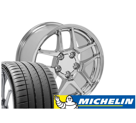 C5 Z06 Corvette Wheel & Tire Package – Chrome Set for C4 (1988-1996)