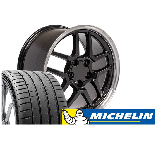 C5 Z06 Corvette Wheel & Tire Package – Gloss Black Set for C4 (1988-1996)