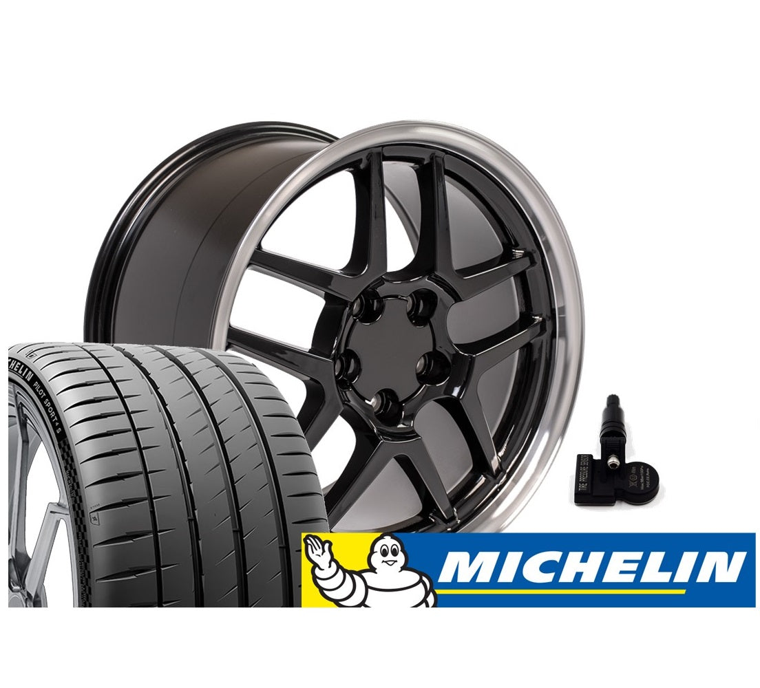 C5 Z06 Corvette Replica Wheel &  Tire Package - Gloss Black for C5 fitment