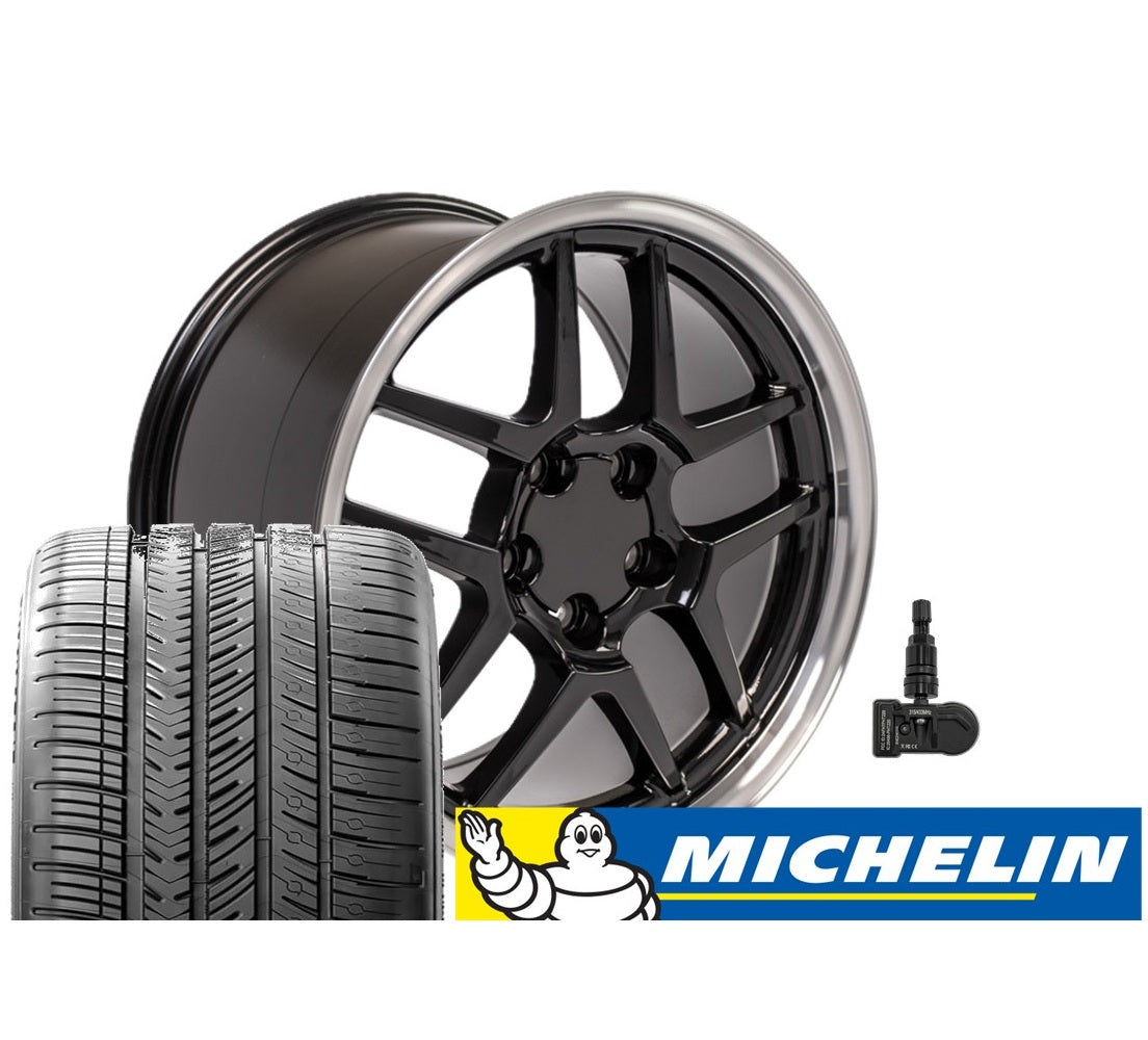 C5 Z06 Corvette Replica Wheel &  Tire Package - Gloss Black for C5 fitment