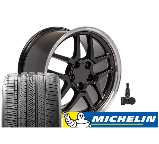C5 Z06 Corvette Replica Wheel &  Tire Package - Gloss Black for C5 fitment