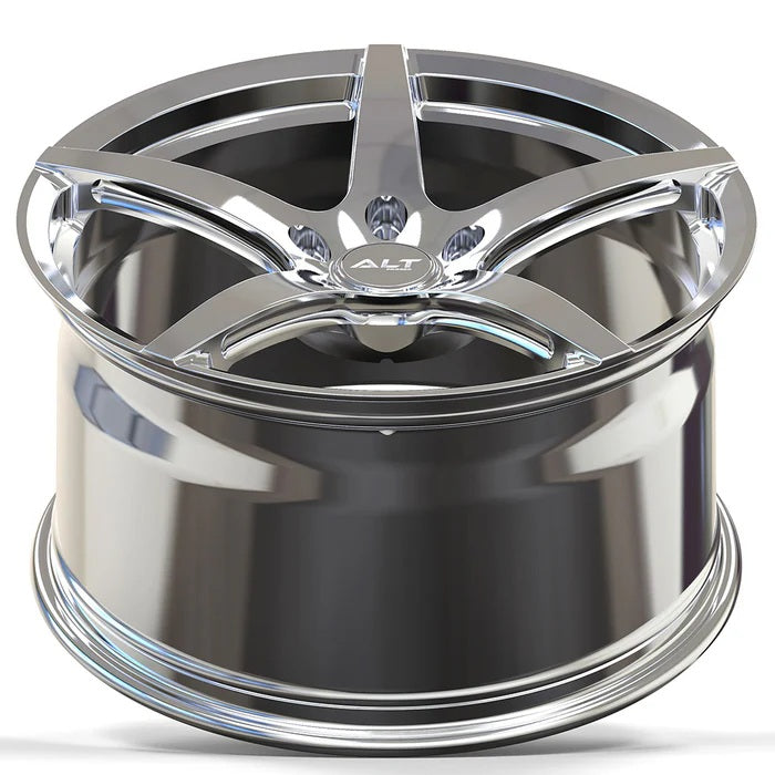 Chrome alloy ALT 25 wheel on a white background for C6 and C7 Corvette