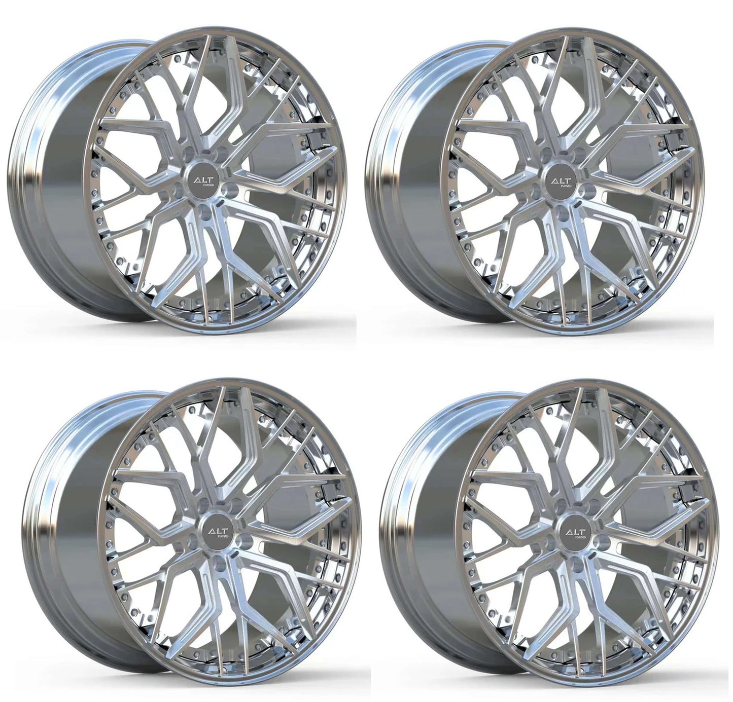 C6-C7 Corvette Wheels: ALT FORGED DL20 2pc - Brushed Aluminum w/ Polished Barrel (Set)
