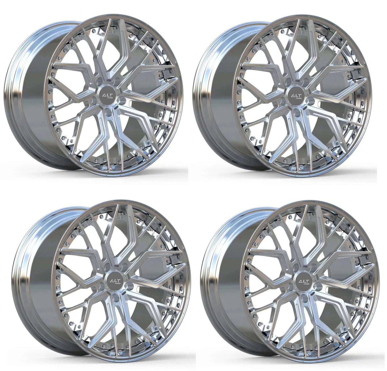 C6-C7 Corvette Wheels: ALT FORGED DL20 2pc - Brushed Aluminum w/ Polished Barrel (Set)