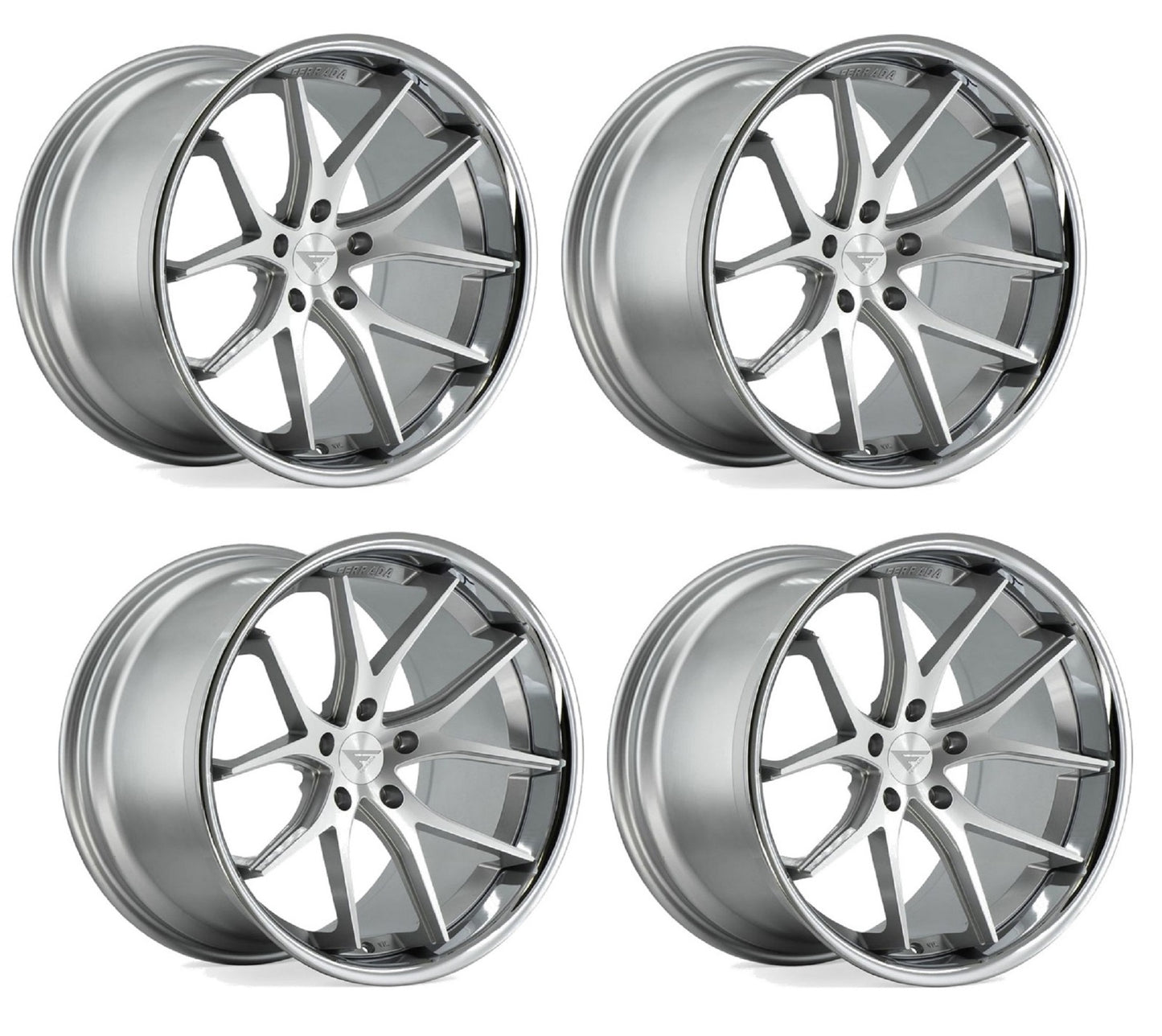C6-C7 Corvette Wheels: Ferrada FR2 - Machine Silver w/ Chrome Lip (Set)
