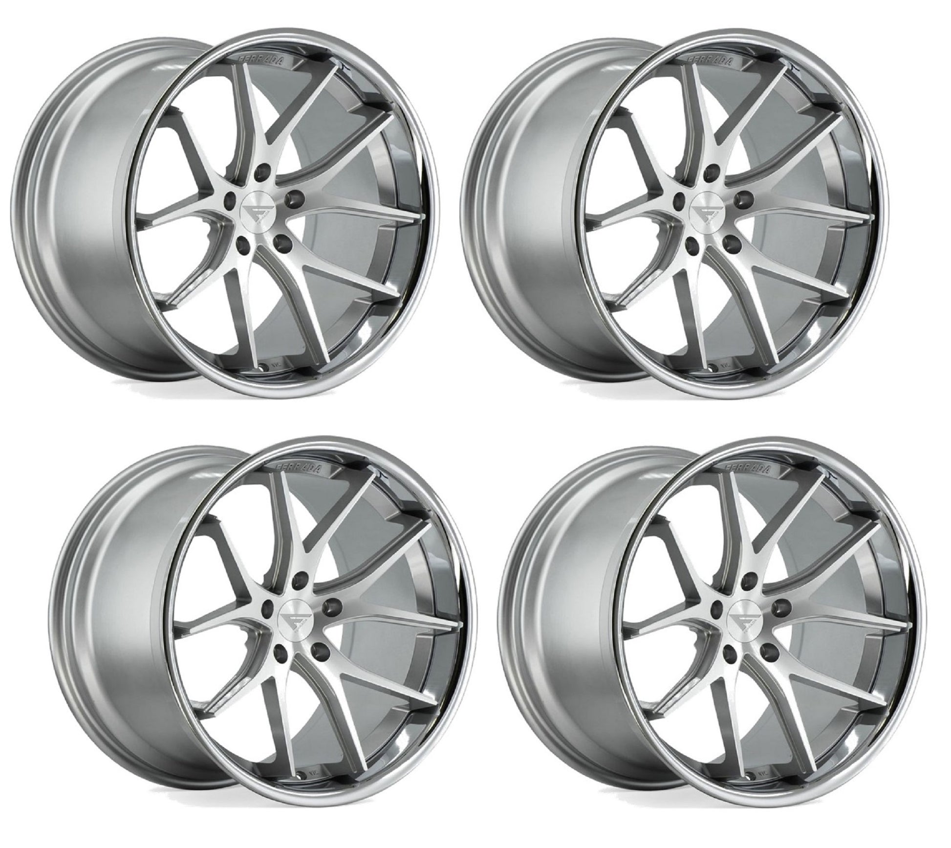 C6-C7 Corvette Wheels: Ferrada FR2 - Machine Silver w/ Chrome Lip (Set)