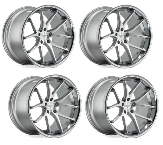 C6-C7 Corvette Wheels: Ferrada FR2 - Machine Silver w/ Chrome Lip (Set)