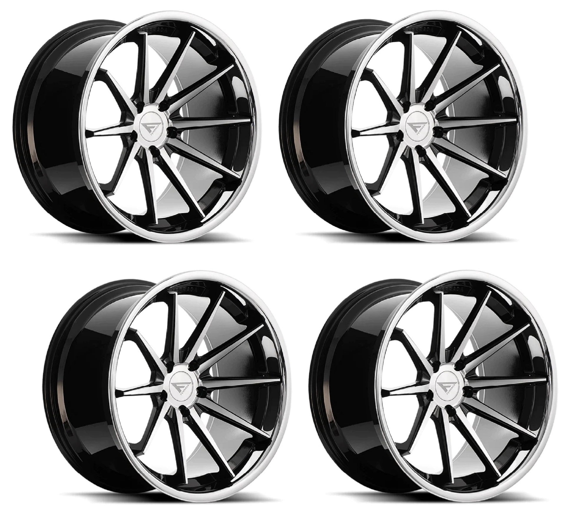 C6-C7 Corvette Wheels: Ferrada FR4 - Machine Face w/ Chrome Lip (Set)